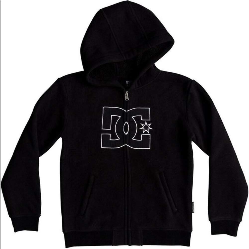 🔥DC Black New Star Sherpa Kids Zip Hoody. NWT